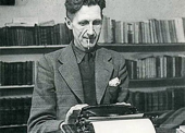 At the typewriter